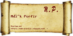 Mák Porfir névjegykártya